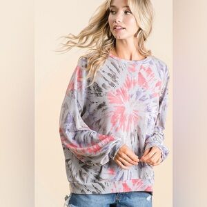 BiBi Tie Dye Print Terry Pull Over